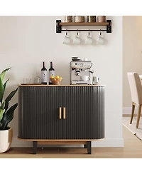 gaomon 40" Fluted Sideboard Buffer Cabinet, Storage Cabinet with Sliding Door & Adjustable Shelf, for Living & Dining Room Kitchen Hallway
