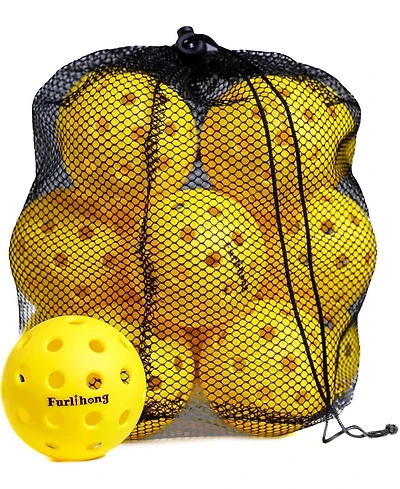 Furlihong Outdoor Pickleball Balls 16 Pack with 40 Holes Official 74mm Size Durable Practice Balls with Portable Mesh Bag for All Skill Levels