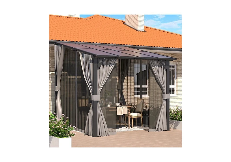 Aecojoy 8'x8' Wall Gazebo with Curtains and Mosquito Netting