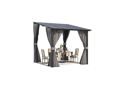 Aecojoy 8'x8' Wall Gazebo with Curtains and Mosquito Netting