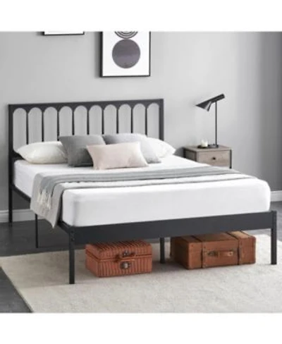 Gaomon Queen Metal Bed Frame With Wave Headboard 2 Drawers Strong Support No Box Spring