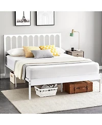 gaomon Queen Metal Bed Frame with Wave Headboard & 2 Drawers, Strong Support, No Box Spring