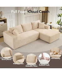 gaomon Boneless Sectional Cloud Couches for Living Room L-Shape Corduroy Cloud Sectional Couch with Chaise Modern Modular Sectional Sofa