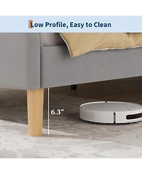 gaomon Upholstered Led Bed Frame with Adjustable Headboard and Footboard, Velvet Princess Platform Bedframe, Easy Assembly