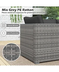 Gymax Set of 3 Patio Sectional Sofa Pe Rattan Modular Couch Furniture w/Cushions