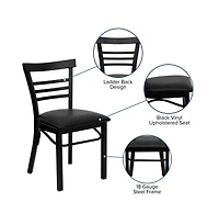 Emma+Oliver Three-Slat Ladder Back Metal Restaurant Dining Chair