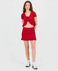Ultra Flirt Juniors' Crochet Ruffled-Hem Mini Skirt