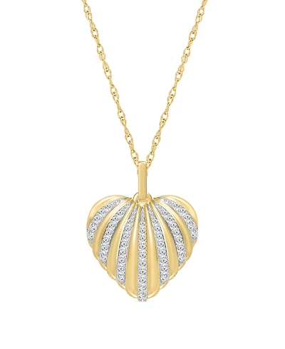 Macy's Diamond Pendant Necklace (1/5 ct. t.w.) in 10k Yellow Gold White Rhodium