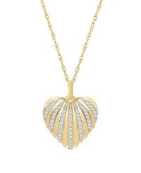 Macy's Diamond Pendant Necklace (1/5 ct. t.w.) in 10k Yellow Gold White Rhodium