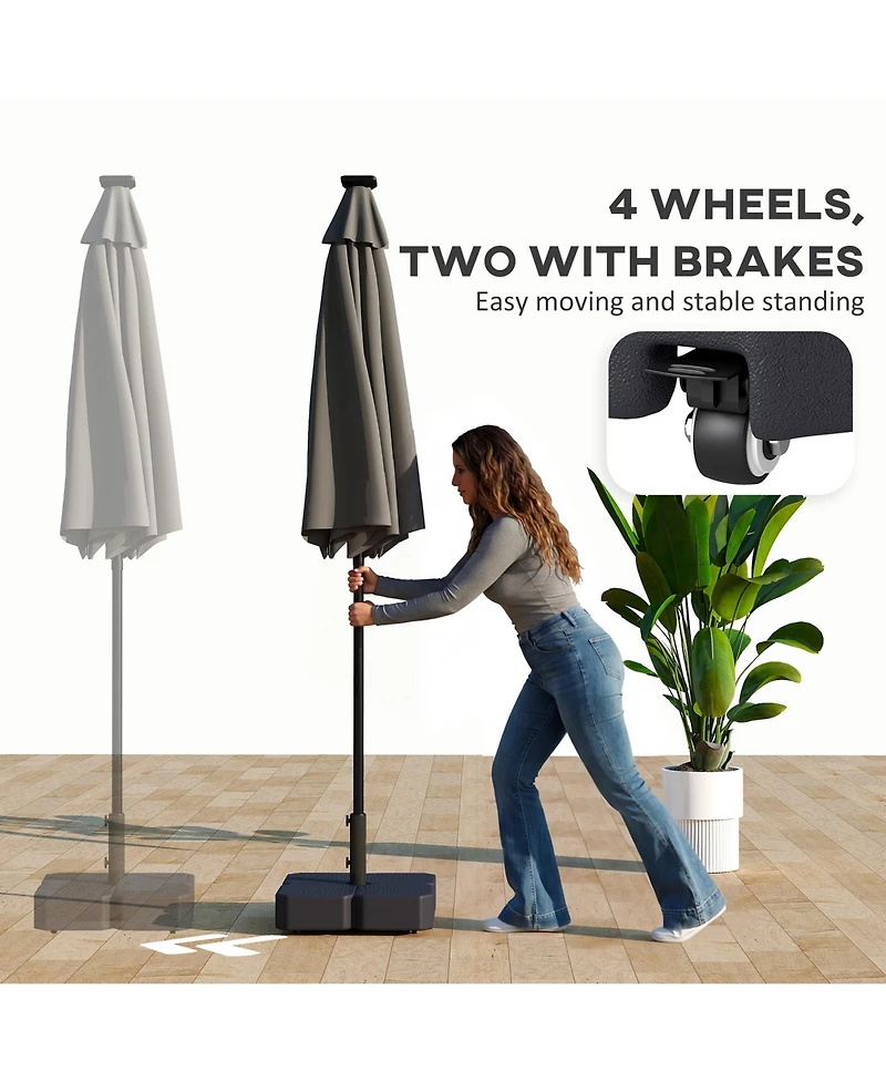 Outsunny Patio Umbrella Base with Wheels for 1.5"/1.9" Poles,