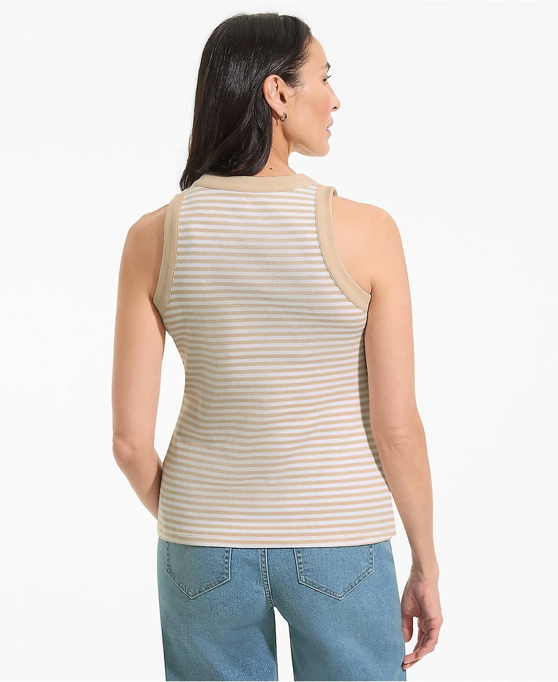 Lands' End Women's Micro Rib Crew Neck Tank Top