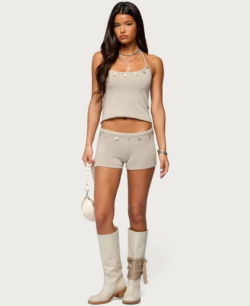 Edikted Women's Nicca Iridescent Knit Shorts