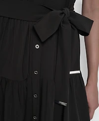 Dkny Women's Cap-Sleeve Drop Waist Shirt Dress