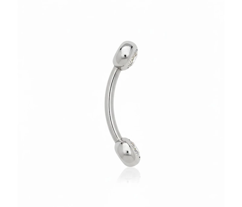 Curata Jewelry Solid 14k Yellow or White Gold 14G Double Bezel Cubic Zirconia Curved Belly Button Ring Body Piercing