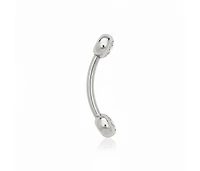 Curata Jewelry Solid 14k Yellow or White Gold 14G Double Bezel Cubic Zirconia Curved Belly Button Ring Body Piercing