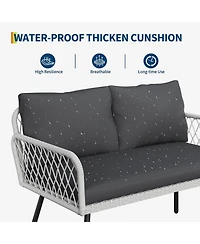 gaomon 4-Piece Wicker Outdoor Furniture Set, Patio Sectional Sofa with Handmade Rattan and Metal Frame
