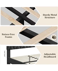 gaomon Bed Frame with Upholstered Headboard, Strong Wood Slats, Easy Assembly, Noise Free"