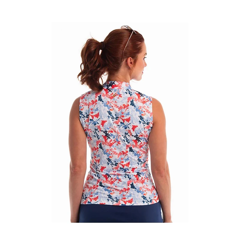 Ep Ny Women's Vine Floral Print Short Sleeve Golf Polo