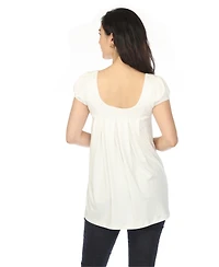 White Mark Women's Cap Sleeve Pleated Top