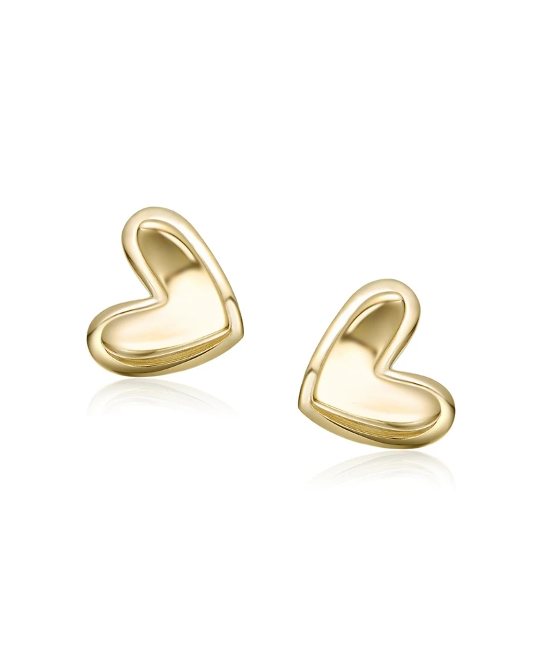 Rachel Glauber 14K Gold Plated Interlocking Double Heart Stud Earrings