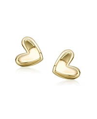 Rachel Glauber 14K Gold Plated Interlocking Double Heart Stud Earrings