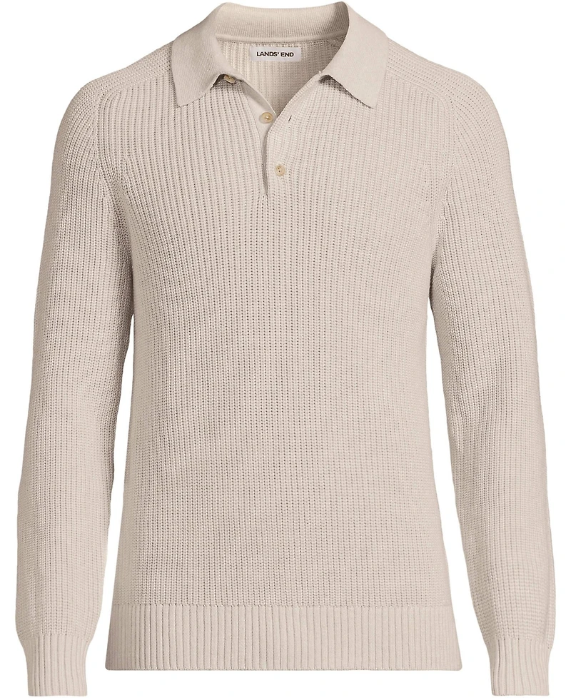 Lands' End Men's Long Sleeve Drifter Polo Sweater