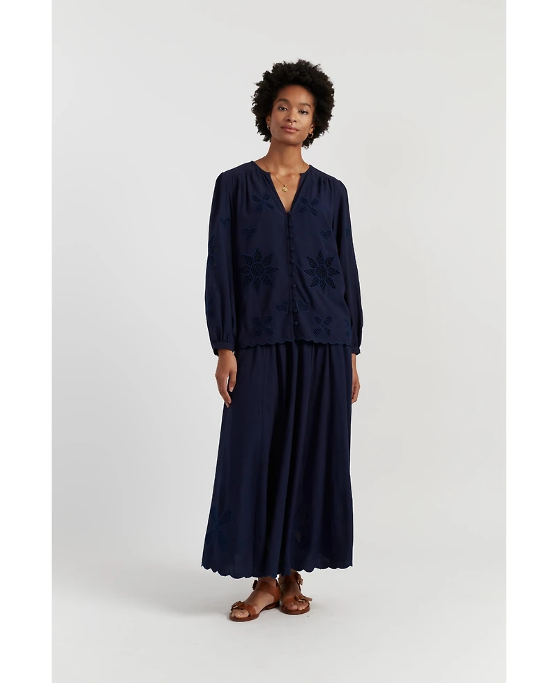 Chinti & Parker Women's Linen-Blend Broderie Skirt