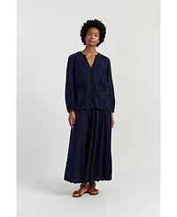 Chinti & Parker Women's Linen-Blend Broderie Skirt