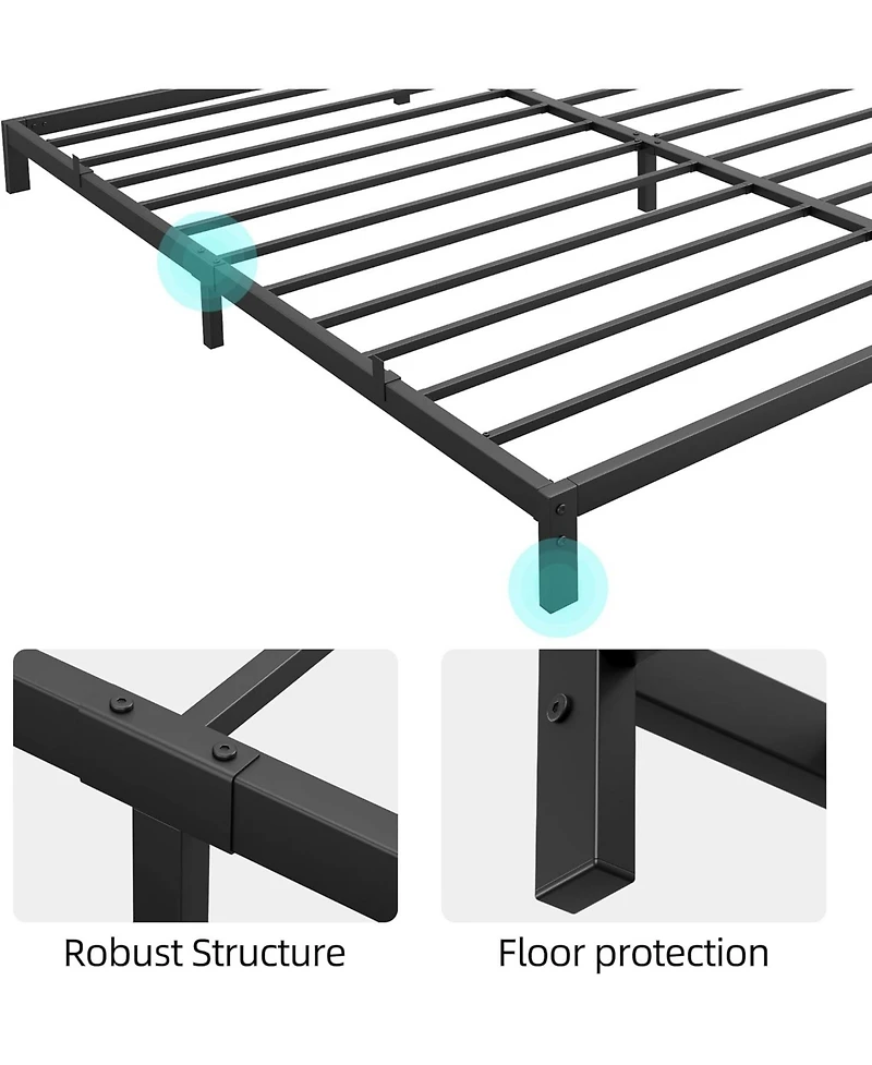 gaomon 8 in Full Bed Frame No Box Spring Needed, Low Heavy Duty Metal Platform Bed Frame with Sturdy Metal Slats for Mattress Foundation