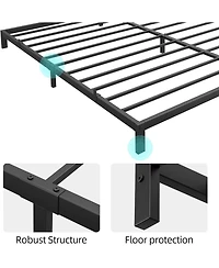 gaomon 8 in Full Bed Frame No Box Spring Needed, Low Heavy Duty Metal Platform Bed Frame with Sturdy Metal Slats for Mattress Foundation