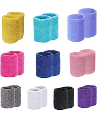 Magicorange 10 Pairs Wrist Sweatbands for Men and Women Cotton Terry Cloth Absorbing Wrist Bands for Tennis Basketball Running and Gym Training.