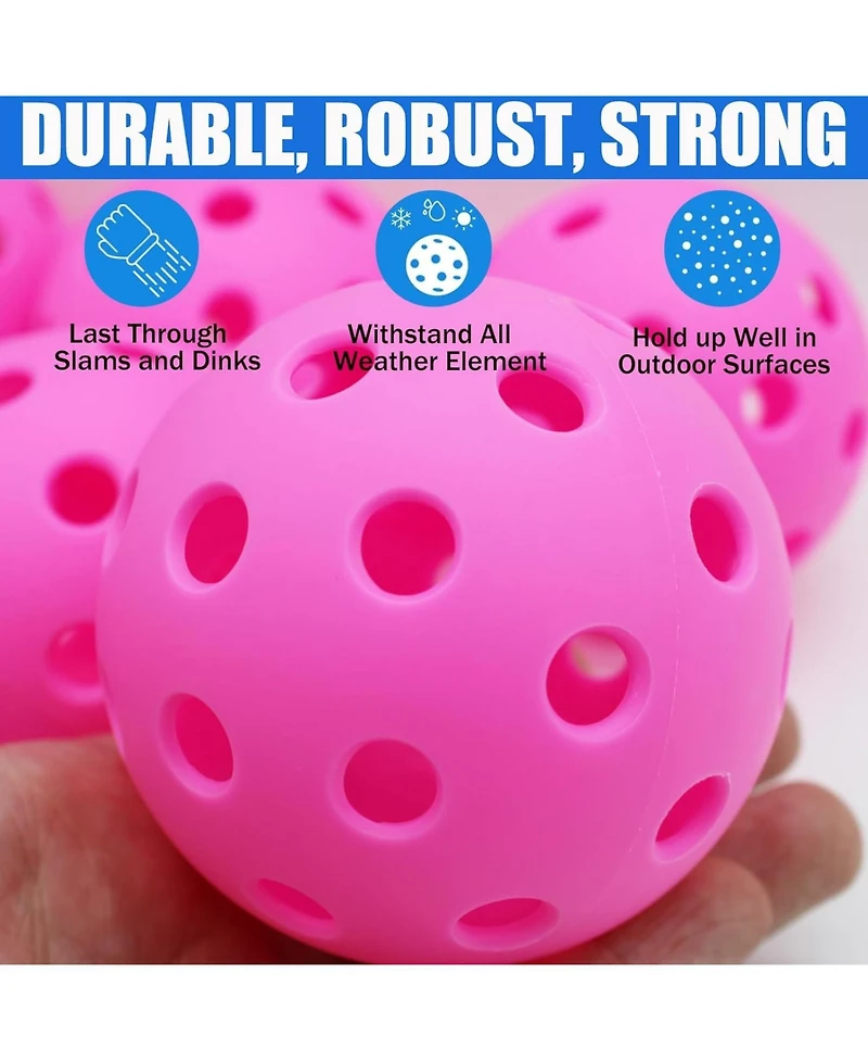 Magicorange 6-Pack Outdoor High-Elasticity 40-Hole Seamless Pickleball Balls with Mesh Carry Bag