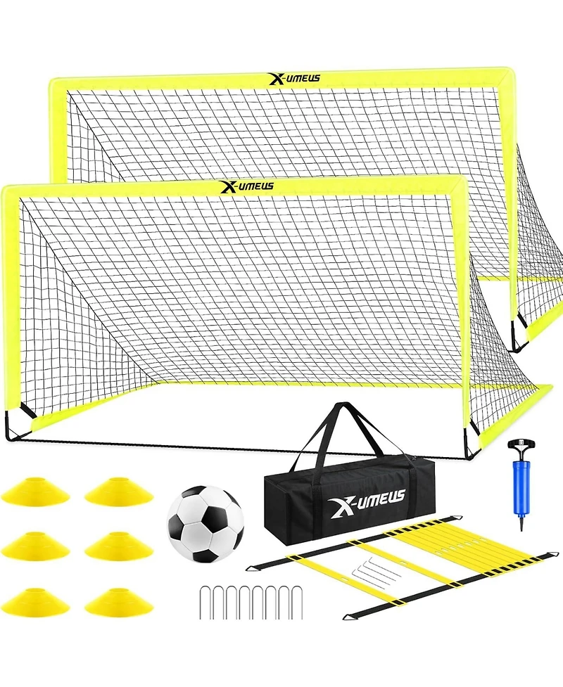 X-umeus Agility Ladder Speed Training Equipment Set, Kids Soccer Goals for Backyard Set of 2, 6x4 ft, Soccer Goal Training Equipment for Kids Youth