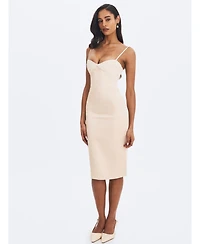 Miss Circle Women's Gracie Butter Ruched Satin Midi Dress