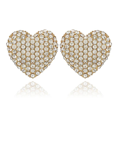 Guess Glass Stone Heart Stud Earrings
