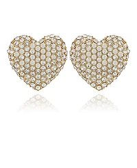 Guess Glass Stone Heart Stud Earrings