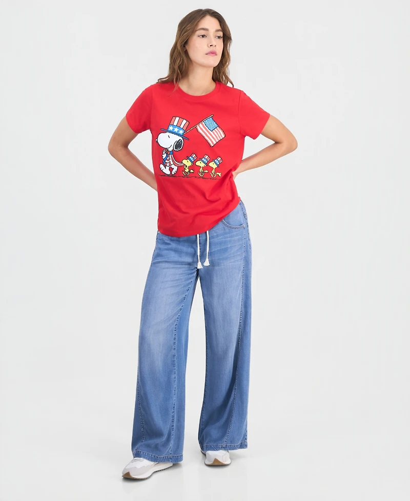Snoopy Juniors' 4th of July Graphic Print T-Shirt