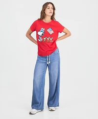 Snoopy Juniors' 4th of July Graphic Print T-Shirt