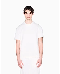 A|X Armani Exchange Men's White Edition Short Sleeve Layered Sweater