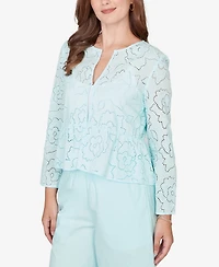 Ruby Rd. Petite Floral Eyelet Peplum Jacket