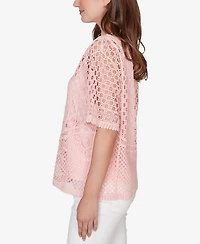 Ruby Rd. Petite Chemical Lace Pullover Sweater