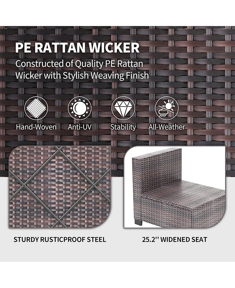 gaomon Patio Funiture Set 7 Pieces Outdoor Rattan with Detachable Soft Cushions Patio Conversation Sets Waterproof Patio Sectional Sofa