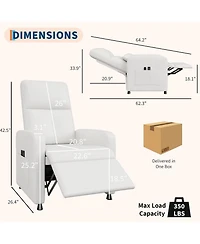 gaomon Power Recliner Chair, Adjustable Electric Recliner Ergonomic Overstuffed Pu Leather, Tall Back, Padded Seat, 2 Side Pockets and Usb Port