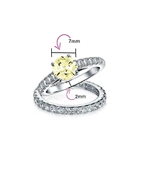 Bling Jewelry Cz Cubic Zirconia 1CT Solitaire & Eternity Band Set Ring