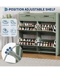 gaomon Shoe Cabinet with 4 Flip Drawers & 2 Top Drawers, Wooden Organizer Adjustable Shelf