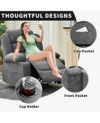 gaomon Recliner Chair, Comfy Overstuffed Chair with 3 Reclining Positions, 2 Side Pockets, 2 Front Pockets, Cup Holder