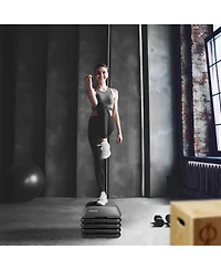 Philosophy Gym Aerobic Exercise Adjustable High Step Platform, with 4 Risers Included - Gray