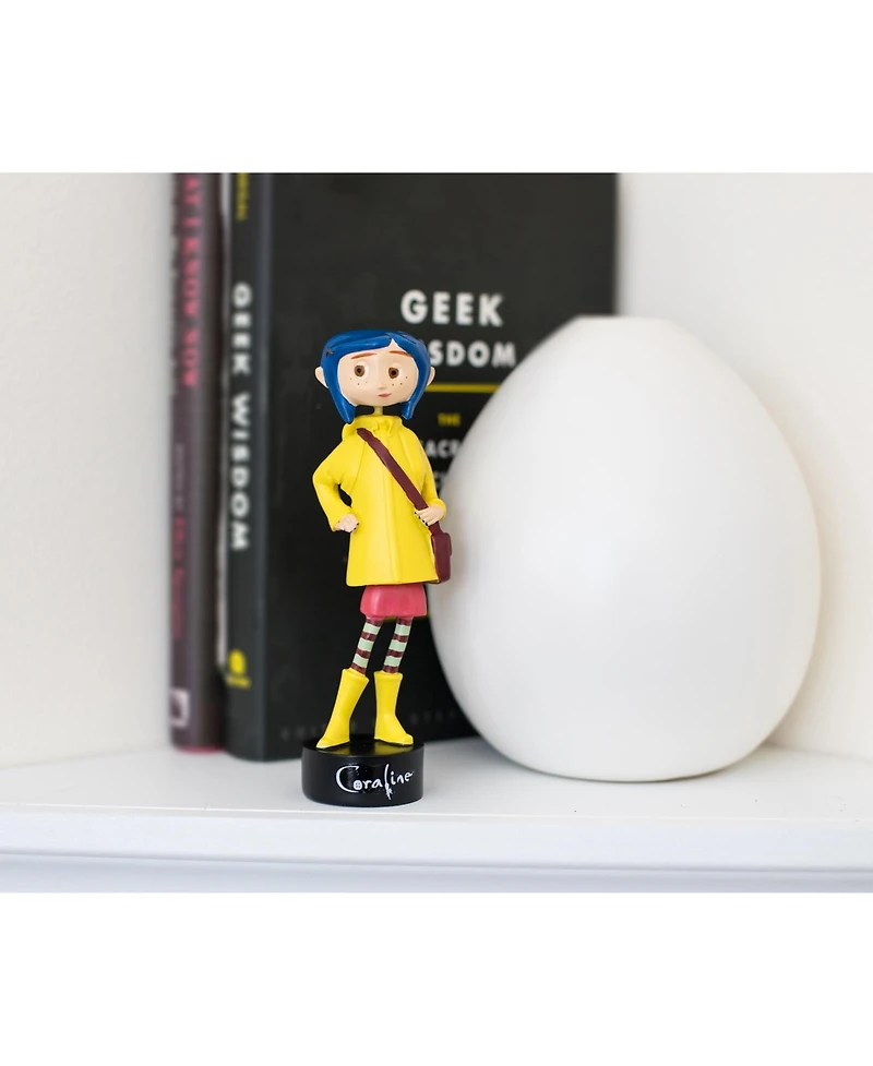 Surreal Entertainment Coraline in Rain Coat Pvc Bobble Figure for Adults Only | Collectible Bobblehead Action Figure, Desk Toy Accessories | 5 Inches