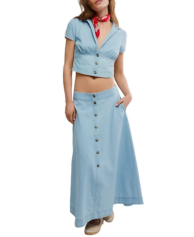 Free People Women's Button-Down Top and A-Line Skirt, 2-Piece Set