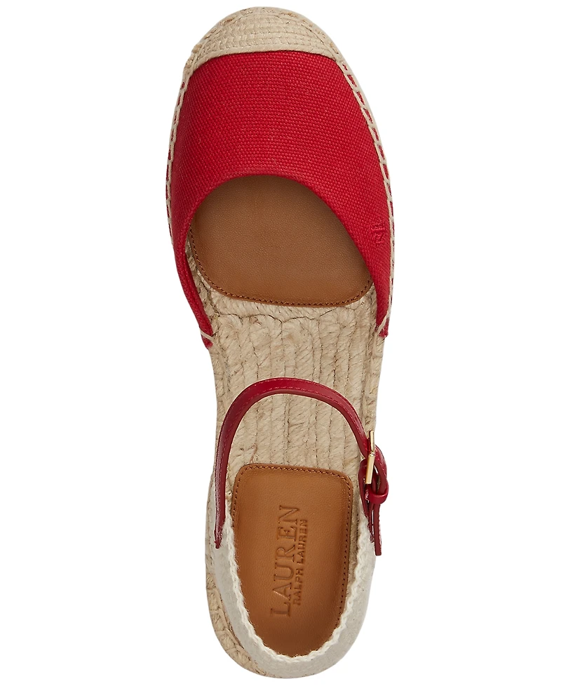 Lauren Ralph Women's Robby Canvas Espadrille Ankle Strap Flats